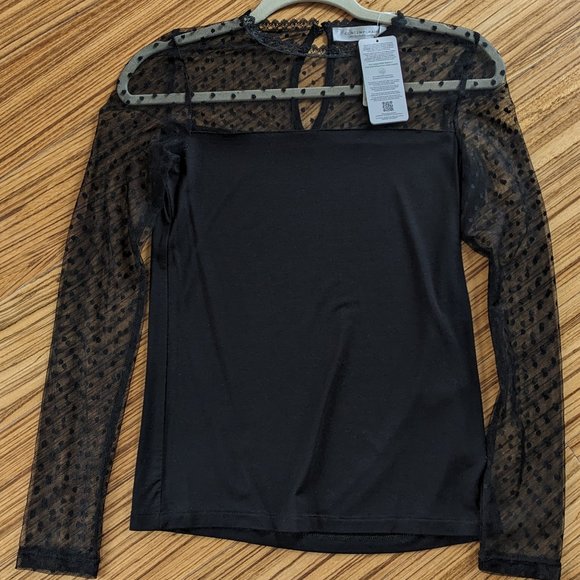 [NWT] CONTEMPORAINE sheer polka dot mesh top - Picture 1 of 6